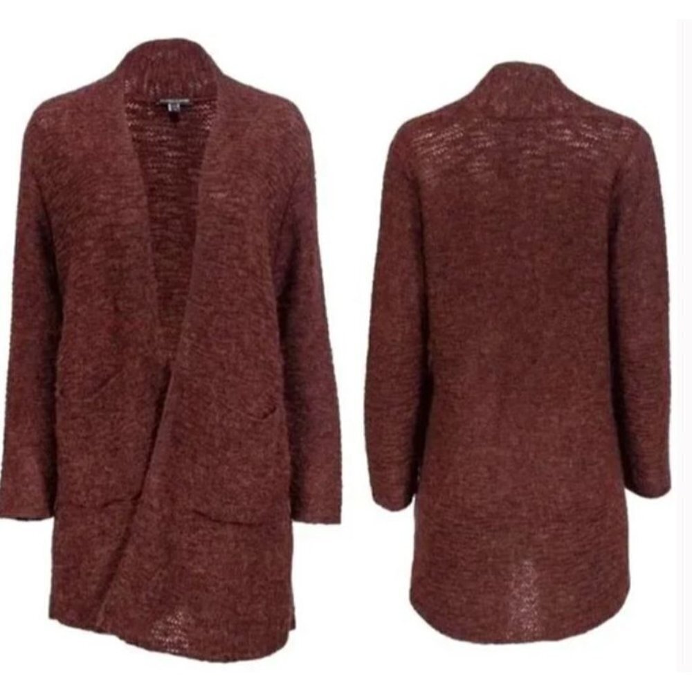 Eileen Fisher Brown Marled 100% Baby Alpaca Cardigan Sweater Size Small